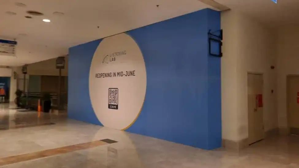 Hoarding Push Out & Visual, Listening Lab, The Curve