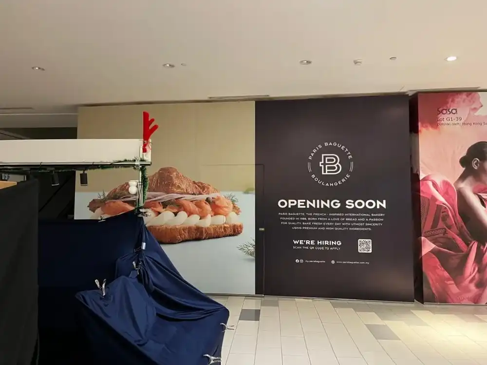Hoarding, Visual & Glass Black Fabric Cover, Paris Baguette Boulangerie, KL East Mall