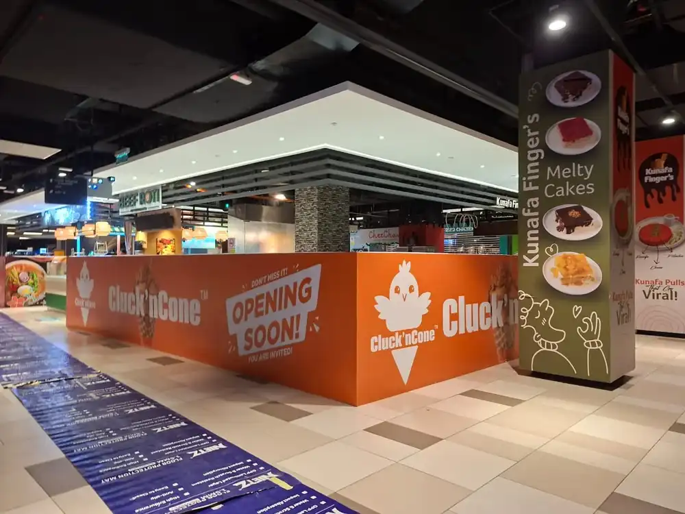 Hoarding & Visual Tarpaulin Installation, Cluck'nCone, MyTown