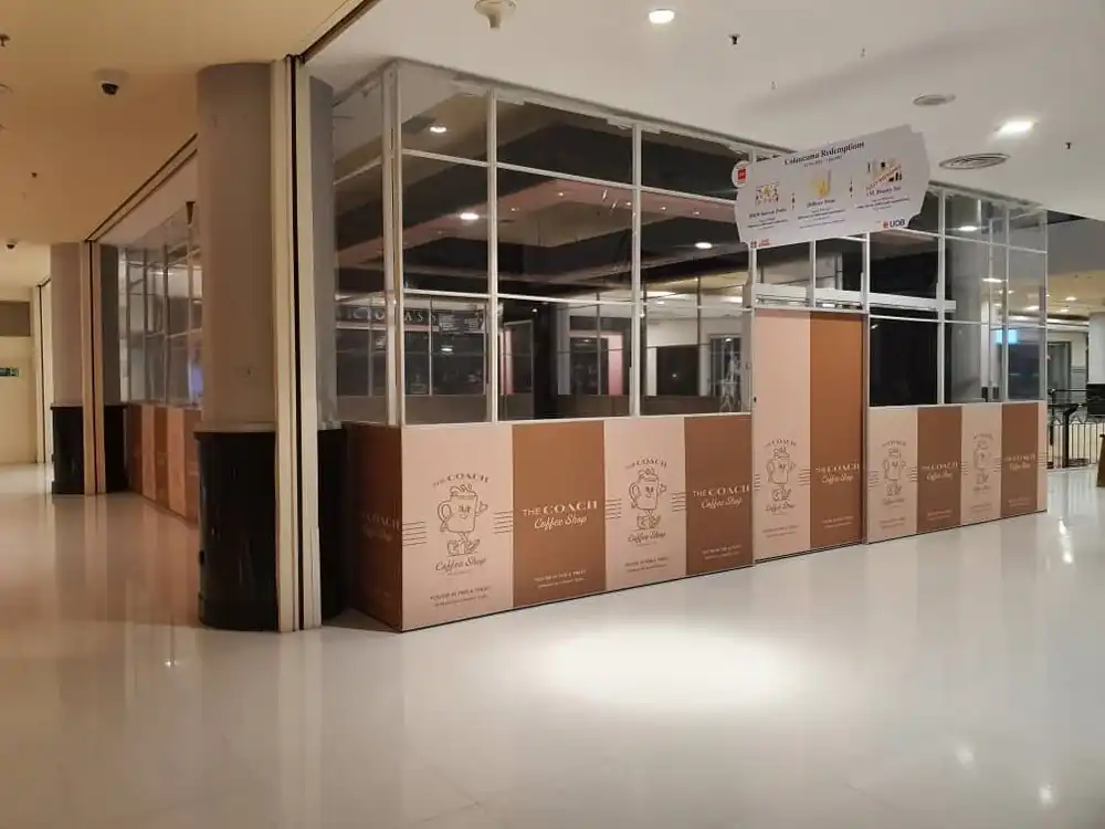 Hoarding, Visual & Transparent Plastic Sheet, The Coach Coffee Shop, Sunway Pyramid