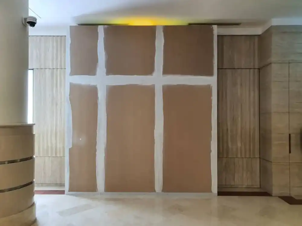 Hoarding with Plastering to Cover Board Joining Line